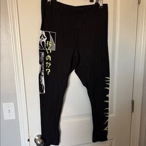 Hot Topic Black and Neon Green Kids Leggings